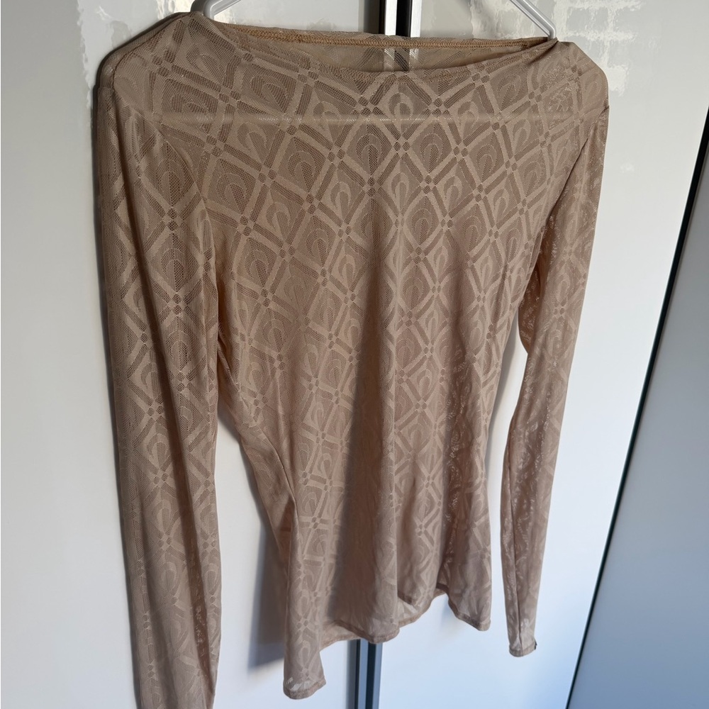 Marine Serre Beige Patterned Long Sleeve Top